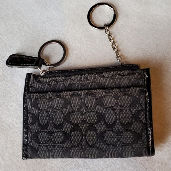 Coach Bags Coach Signature Black Canvas Change Purse Id Card Holder